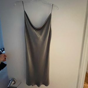 Silky/satin moss green mini dress